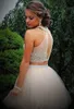 Fashion Two Pieces Halter Homecoming Dresses 2020 Beading Crystal Top Tulle Short A Line Party 11th Grade Graduation Prom Dress Co183G