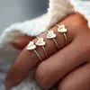 Moda Silver Gold Color Heart Letters Pierścienie Do Kobiet Dziewczyny DIY Nazwa Ring Ring Set Female Oświadczenie Biżuteria