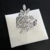 Shining CZ diamond Leaves Ring 925 Sterling Silver Women Girls Wedding Gift with Original box set for Pandora Rings