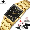 Montres Hommes Top Marque Luxe WWOOR Gold Square Noir hommes montre à quartz étanche 2019 d'or Homme Montre Montres Hommes 2019 CJ191213