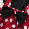 15572 Baby Girls Dress Set Kids Ruffles T-shirt + Dots Bowknot Bretella Gonna Girl 2pcs Set Abiti per bambini