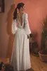 Stil Bohem Ülke Bir Çizgi Elbiseler Uzun Kollu Arka V Boyun Dantelli Aplike Boho Şifon Gelinlik Gelin Gowns Vestidos Ppliqued Estidos