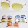 Sprzedaż hurtowa Rimless T8200816 delikatne Unisex modne okulary przeciwsłoneczne metalowe okulary do jazdy samochodem C dekoracja wysokiej jakości projektant soczewki UV400 okulary