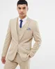 Przystojny Przycisk One Beige Groom Tuxedos Peak Lapel Mężczyźni Garnitury 3 Sztuk Wedding / Prom / Dinner Blazer (Kurtka + Spodnie + Kamizelka + Krawat) W631