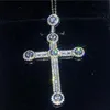 Luxury Big Man Cross Pendant Halsband 925 Sterling Silver 5a Sona CZ Party Bröllop Kors Hänge för Män Kvinnor Smycken Present