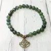 MG0482 6 mm Rhodonite Hamsa Charm Bracelet High Grade 6 mm Moss Agates Energy Bracelet Natural Green Aventurine Joyería de mujer