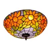 Lampe en verre rétro fleur de soleil bleue américaine, vitrail Tiffany, couloir, balcon, couloir, chambre à coucher, plafonnier TF053