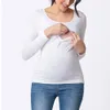 Dames039S pure kleur tops met lange mouwen borstvoeding geven nuring zwangerschapskleding zwangere blouse zwangerschapskleding voor zwangerschap5555182217518