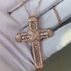 En çok satan klasik mücevher çapraz kolye 925 STERLING Gümüş Tam Beyaz Topaz CZ Diamond değerli taşlar Kadın Düğün Kolye hediyesi343g