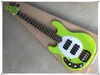 Factory Custom Green Electric Bass Gitara z Maple Fingerboard, White Pearl Pickguard, aktywne przetworniki, sprzęt chromowany, oferta dostosowany