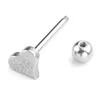 14Ga (1.6mm) Percing Jewelry Tongue Ring Stainless Steel Heart Sand Blasting Leveraged Tongue Rings 바디 피어싱 보석