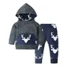 2Pcs Baby Boys Clothes Set Autumn Red Plaid Newborn Infant Outfit Cotton Hooded Top Pants Casual Toddler Kids Clothing Suit