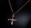 Colliers pendentifs Vente en gros - Collier Punk tendance pour homme, couleur or 18 carats, Crucifix, croix, collier de Jésus, pendentifs pour hommes, bijoux, cadeaux de noël, livraison gratuite