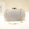 Sparkly Champagne Bridal Hand Bags Solid Shell Clutches For Wedding Jewelry Four Colors Prom Evening Party Shoulder Bag