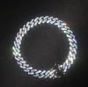 9mm Micro Blue Zircon Cuba Link Bracelets Hip Hop for Men Women Charm Jewelry