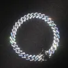 9mm Micro azul de zircão Cuba Link Bracelets