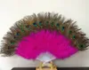 Peacock Fan Plastic Staves Feather Fan for Costume Dance Party Decorative Handheld Folding Fan Multi-color RRA2500