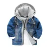 Baby Boy Ubrania Dzieci Chłopcy Denim Kurtka Maluch Jeans Płaszcze Dzieci Z Kapturem Odzieży Odzieży Jesień Zima Baby Ubrania Vintage Blue DW4468