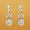 Hot Animal Style Bow Bow Rabbit Crystal Drop Earrings
