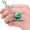 Ny trendig klassisk design Womens Silver Plated 18mm Mood Gemstone Ring MJRS0445124869