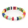 Анамельная плитка браслет радуги красочные тила бусины браслеты для женщин мужские цветные блокировки эластичные браслеты браслеты