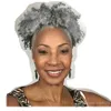 Real hair grey hair weave ponytail 4b 4c afro kinky curly clip in gray human drawstring ponytail hair extension for black women 120g