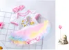 2pcs/set Girls Clothing Clothing Conjunto de roupas de beb￪ Ruffles Ruffles Princess Dress Salpsuit da cabe￧a 4Colors 4Colors