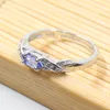 Anello in argento tanzanite moda 3 mm * 6 mm anello tanzanite naturale VS per ragazza anello di fidanzamento tanzanite in argento massiccio 925 per donna