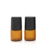 Оптовые 3000pcs 1мл 2 мл эфирного масла Roll On Glass Perfume Bottle Пустой Янтарный Refillable 1СС 2cc Roller Пример контейнера Бесплатная доставка