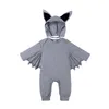 Retail 5 stilar Baby Halloween Bat Romper med Hooded Toddle Spädbarn Långärmad Jumpsuit och Flying Sleeve Broderade Blommor Rompers