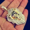 10K Yellow Gold Lion Head King Pendant Natural White Sapphire Diamond Necklace Men's Personality Jewelry Boyfriend's Bir247x