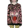 Harajuku Outono mistura de lã de malha Tiger Chefe jacquard mulheres camisola pulôveres longa camisola de manga Winter Fashion