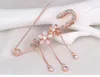 Wholesale Hijab Pins Rose Gold plated Safety Pin Brooch Fashion Rhinestone Men Brooches For Suit Scarves Corsage Sweater Collar