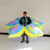 Parade Performance Colorful Inflatable Wings Costume 2m Walking Blow Up Flower-shaped Tail Suit For Nightclub Party Show