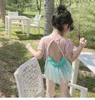 Ins barnflickor prinsessa badkläder sommar pärla ihålig ut blommor tyll semester spa baddräkt barn baddräkter c6288