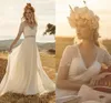 Rembo Styling 2020 Bohemian Wedding Dress Vintage Lace Appliqued V Deck Country Beach Boho Bridal Solens2457