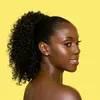 Afro Kinky Cully Ponytail人間の髪、自然なアフリカのヘアピースアフリカの髪の伸びのポニーテールクリップ（黒）120g