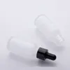 15ml Clear Frost Szkło Dropper butelki Kosmetyczne 20ml Butelki olejowe ze złotą srebrną czarną czapkę