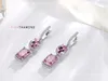 Wholesale- modern CZ diamond stud earrings luxury designer jewelry silver plated pink elegant ladies earrings with box birthday gift