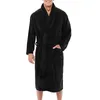 Mens Winter Warm Plush förlängda sjal badrock hem duschkläder Lång robe kappa Kng88