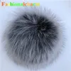 15 cm / 6 "-Black Frost grande vera pelliccia di volpe palla pompon borsa portachiavi ciondolo portachiavi regalo