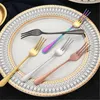 Fourchette à Steak à Long manche en acier inoxydable, couleurs, fourchette coréenne arc-en-ciel en or, fournitures d'hôtel et de Restaurant, vaisselle YQ00400