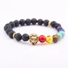 Chakra Gemstone Bilezik Doğal Taş Stretch Yoga Reiki Pray Boncuk Esansiyel Yağı Yayıcı Enerji Volkanik Taş Unisex 8mm Bilezik