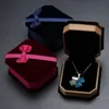 High Quality Plush Velvet Engagement Wedding Necklace Deluxe Gift Jewelry Box Necklace Pendant Storage Holder Cases