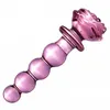 New Pink Rose Glass Anal Plug Smooth Anal Beads Prostata Massage Glass Butt Plug Adult Sex Toys for Women Men Glass Dildo Y1910246119944