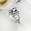 Luckyshine 12 st Mode Smycken Vintage 925 Silver Anniversary Ringar för Kvinnor Natural Purple CZ Zircon Rings Gratis frakt