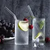 paille en verre clair 2008mm pailles à boire en verre pliées droites réutilisables avec brosse pailles en verre écologiques pour cocktails smoothies