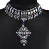 Gorgeous Statement Choker Necklace with Crystal Cross Charm Pendant Gun-Black Chain Costume Drag Queen Jewelry for Women 3 Colors 1 Pc