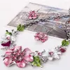 3 Set Europa en Amerika Mode Sweet Temperament Emaille Bloemen met Crystal Kettingen Oorbellen Sets MS Sieraden Gift