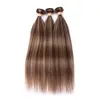 # 4/27 Piano Couleur Mixte Droite Brésilienne Cheveux Humains Bundles 3Pcs Brun Highlight Mélange Miel Blonde Piano Couleur Cheveux Humains Tisse Extensions